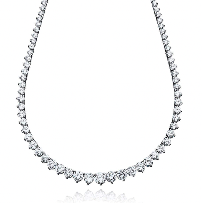 GRADUATING THREE PRONGT TENNIS NECKLACE